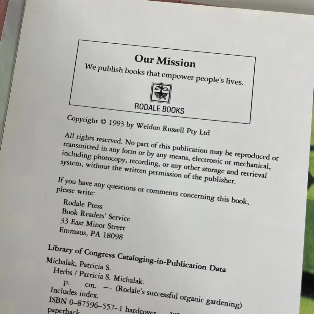 Rodales Successful Organic‎ Gardening Herbs 1993 Hardcover Book
